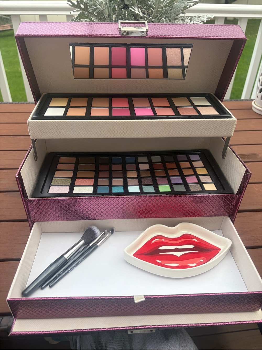 Women Makeup Palette Set in Pink - Multi-Color Eyeshadows and Brushes